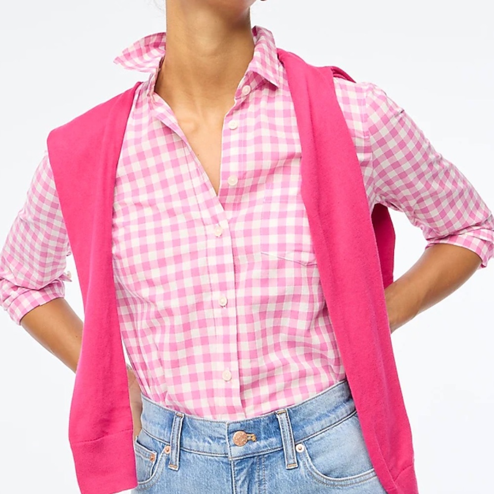 *NWT J. Crew Gingham Lightweight Cotton Shirt Size 4